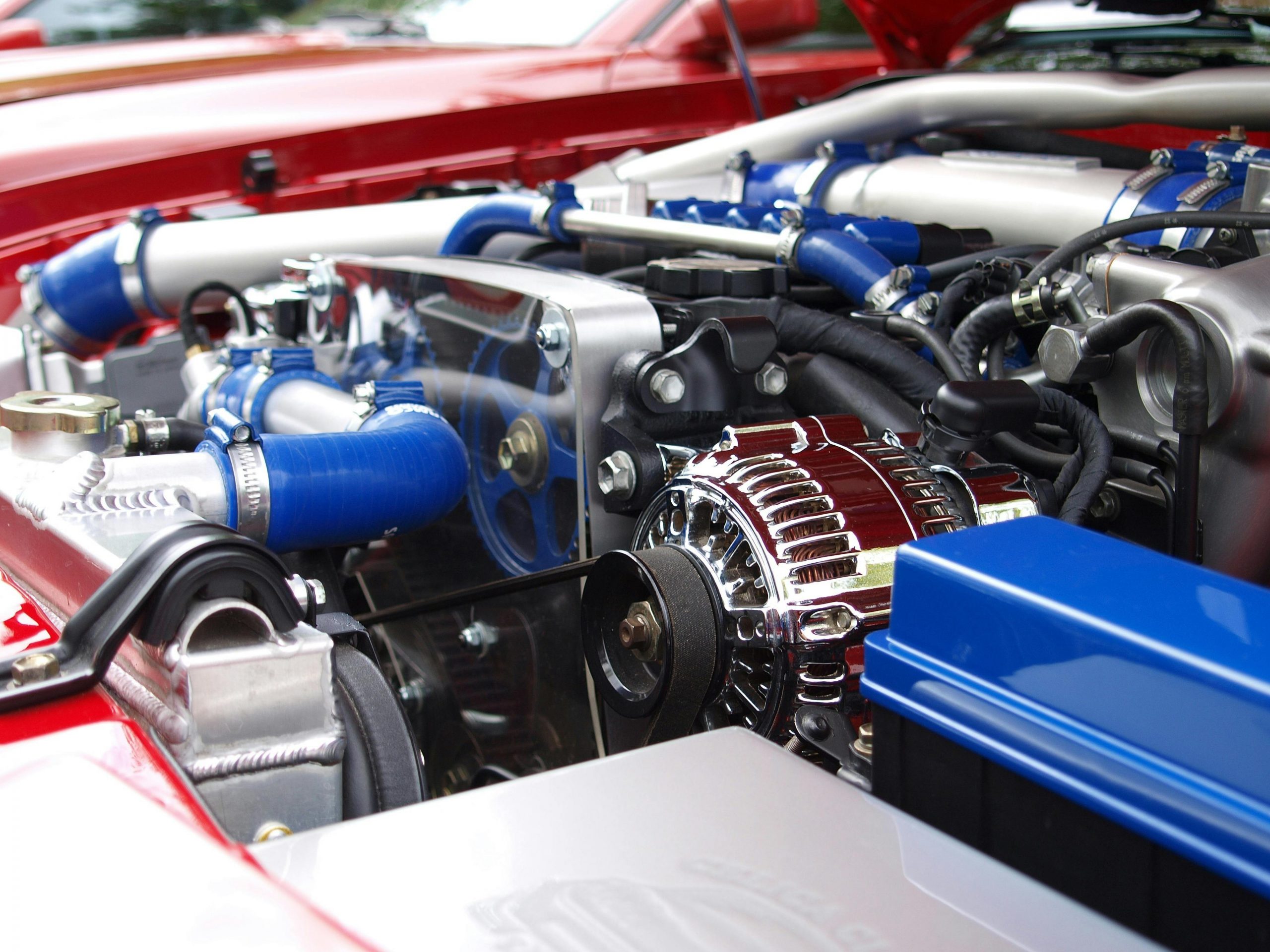 close-up of a car engine